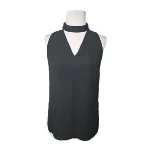 TROUVE Black Chiffon Collared Top‎ XS